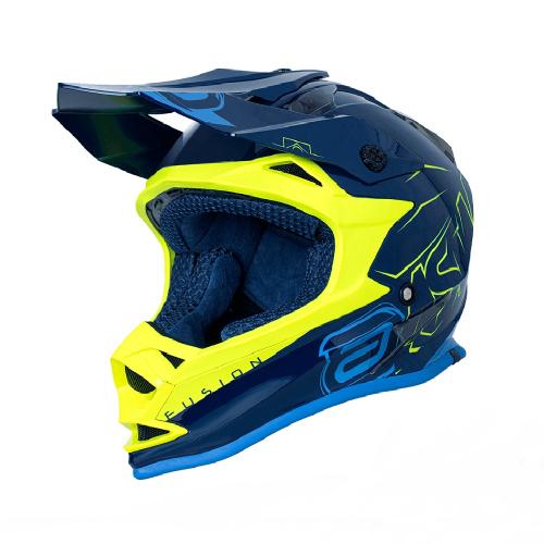 Capacete ASW Fusion Sharp Azul/Amarelo Fluor