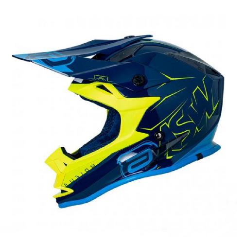 Capacete ASW Fusion Sharp Azul/Amarelo Fluor