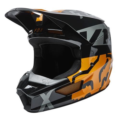 Capacete Fox V1 Skew Preto/Dourado