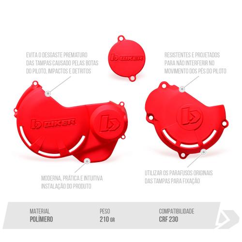 Protetor de Tampas do Motor Biker CRF230F Cinza